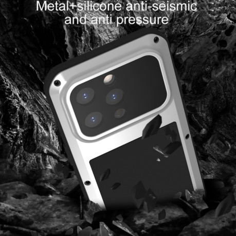 Чохол протиударний LOVE MEI Metal для iPhone 15 Pro - чорний