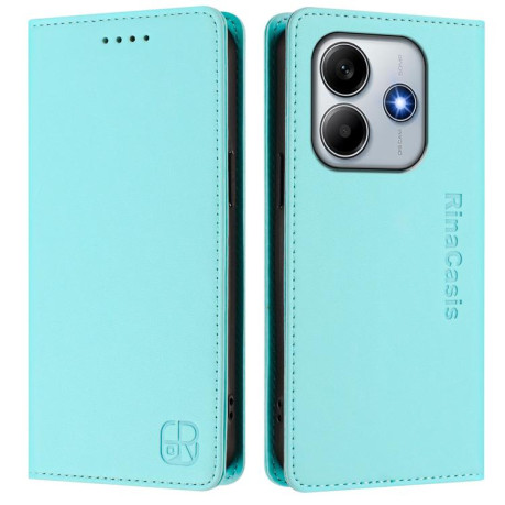 Чехол-книжка RC01 Dual-Folded Magnetic Suction RFID Leather на Xiaomi Poco M7 Pro 5G - зеленый