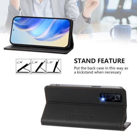 Чехол-книжка RC01 Dual-Folded Magnetic Suction RFID Leather на Vivo Y72 5G / iQOO Z3 / Y52 5G - черный
