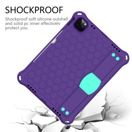 Протиударний чохол Honeycomb Design на iPad 10.9 2022/2020 - фіолетово-зелений