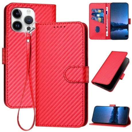 Чохол-книжка Carbon Fiber Texture на iPhone 16 Pro Max - червоний