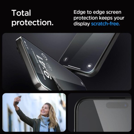 Комплект захисного скла Spigen Alm Glass Fc для iPhone 15 Pro Max Black