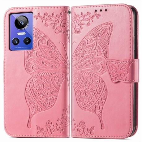 Чехол-книжка Butterfly Love Flower Embossed для Realme GT Neo 3 - розовый
