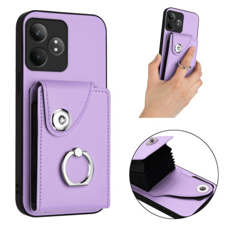 Противоударный чехол Organ Card Bag Ring Holde для Realme GT Neo6 / GT 6T 5G - фиолетовый