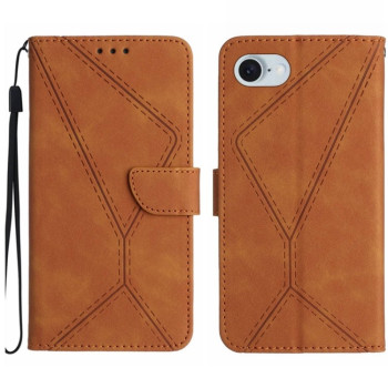 Чехол-книжка Stitching Embossed Leather для iPhone 16e - коричневый