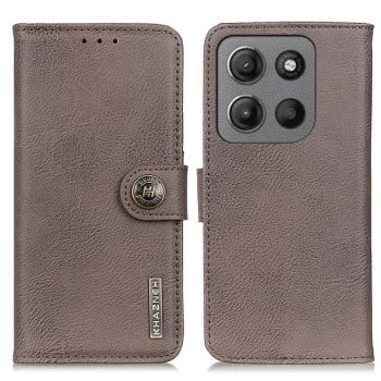 Чехол-книжка KHAZNEH Cowhide Texture на Motorola Moto G15 4G / G05 - хаки
