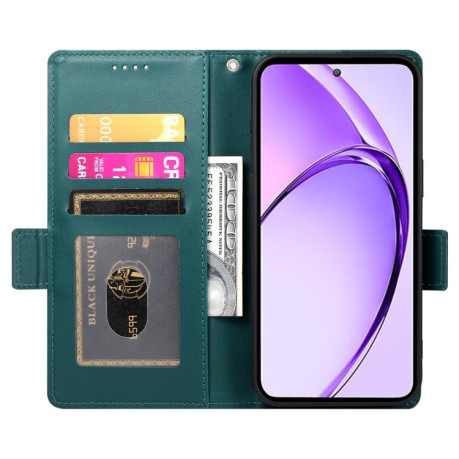 Чехол-книжка Side Buckle Magnetic Frosted Leather для Realme 13+ - зеленый