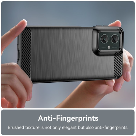 Протиударний чохол Brushed Texture Carbon Fiber на Motorola Moto G55 5G - чорний