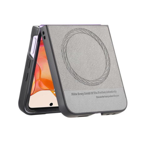 Чехол Twill Fabric Leather Skin Magnetic для Motorola Razr 60 Ultra - серый
