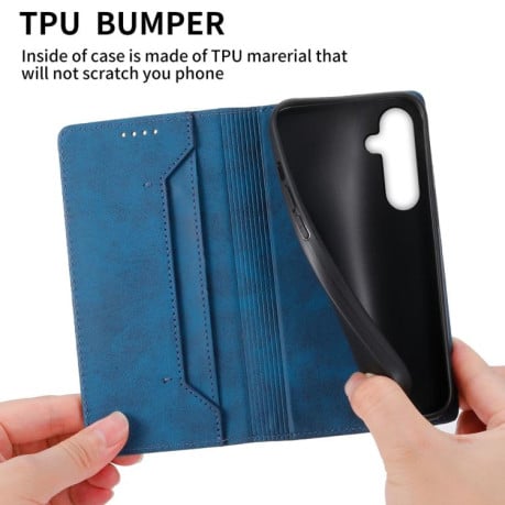 Чохол-книжка Business Solid Color із захистом від сканування RFID на Samsung Galaxy S25 FE 5G - синій