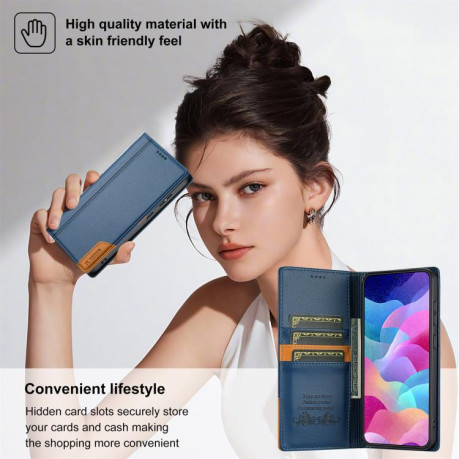 Чохол-книжка N.BEKUS P3 RFID Stitching з кишенькою на карток на Samsung Galaxy S25 FE 5G - синій