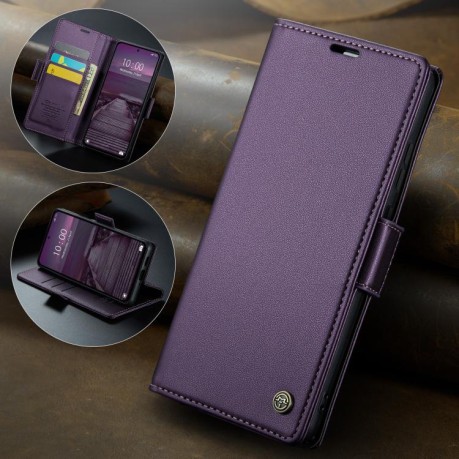 Чохол-книжка CaseMe 023 Butterfly Buckle Litchi Texture RFID Anti-theft Leather для Xiaomi Poco F7 Pro / F7 Ultra - фіолетовий