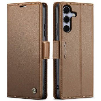 Чохол-книжка CaseMe 023 Butterfly Buckle Litchi Texture RFID Anti-theft Leather  для Samsung Galaxy S25+ 5G - коричневий