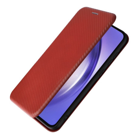 Чехол-книжка Carbon Fiber Texture на Samsung Galaxy A55 5G - коричневый