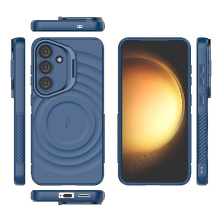 Чохол Lens Frame Bracket Corrugated MagSafe для Samsung Galaxy S25 5G - синій