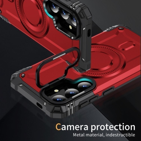Протиударний чохол MagSafe Lens Holder PC Hybrid TPU  для Samsung Galaxy S25+ 5G - червоний