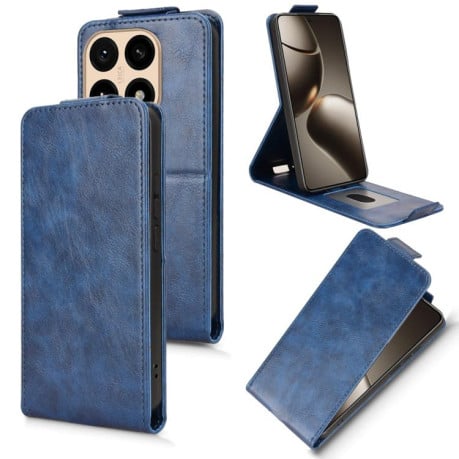 Флип-чехол Magnetic Vertical Flip Leather на Xiaomi 15T 5G - синий