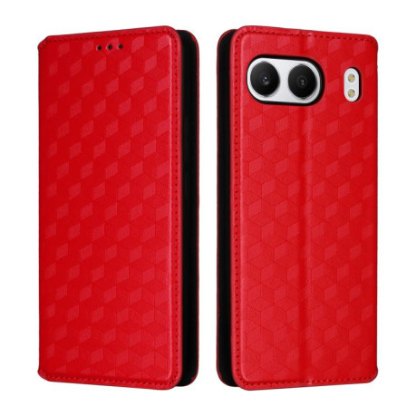 Чехол-книжка Cubic Grid Calf Texture для OnePlus Nord 4 - красный