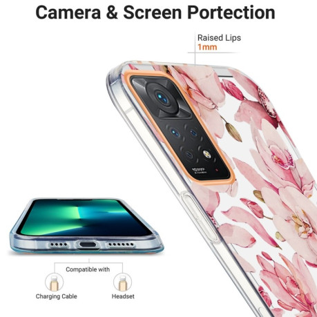 Противоударный чехол Ring IMD Flowers для Xiaomi Redmi Note 12 Pro 4G/11 Pro Global(4G/5G)/11E Pro-  Pink Gardenia