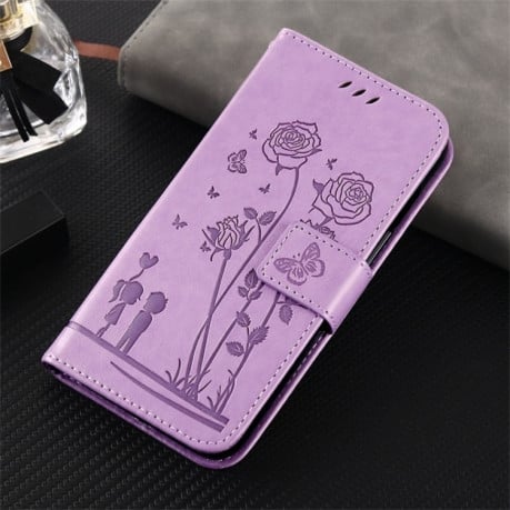 Чохол-книжка Embossing Rose Couple Samsung Galaxy A13 4G - фіолетовий