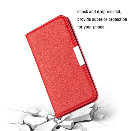 Чехол-книжка Litchi Texture Solid Color на Xiaomi Redmi 10 - красный