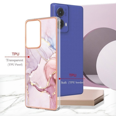 Противоударный чехол Electroplating IMD для Motorola Moto G85 - Rose Gold