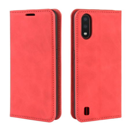 Чехол-книжка Retro-skin Business Magnetic на Samsung Galaxy A01-красный