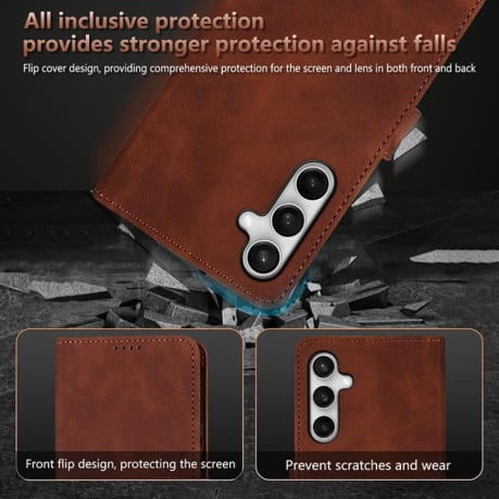 Чохол-книжка AZNS м'яке покриття Skin Feel фактура &quot;calf&quot; на Samsung Galaxy S25 FE 5G - коричневий