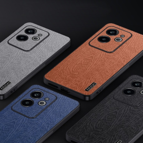 Чохол Tree Bark Leather Shockproof для Realme GT 6 - чорний