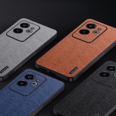 Чохол Tree Bark Leather Shockproof для Realme GT 6 - синій