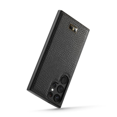 Противоударный чехол Fierre Shann Leather для Samsung Galaxy S23 Ultra 5G - Cowhide Black