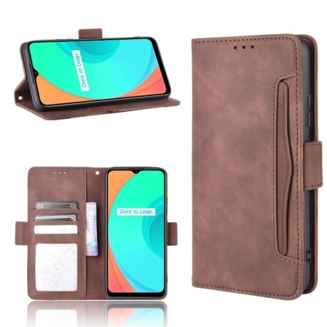 Кожаный чехол-книжка Wallet Style Skin на Realme C11 - коричневый