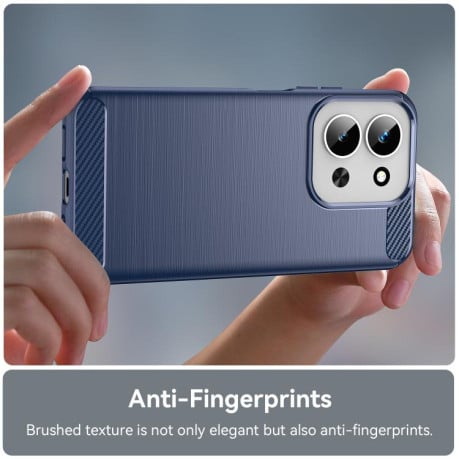 Чехол Brushed Texture Carbon Fiber на Xiaomi Redmi 15C 5G / 4G EU 173mm - синий