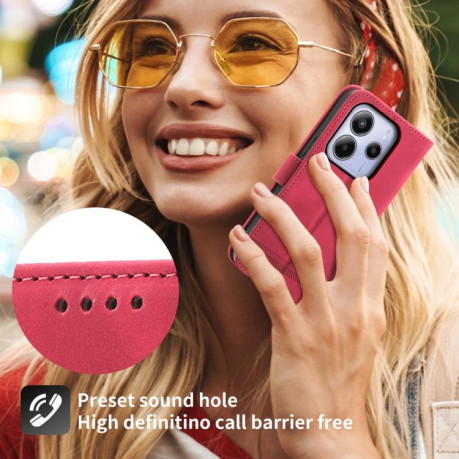 Чохол-книжка Dierfeng Dream Line для Xiaomi Redmi Note 14 4G 164.48mm - червоний