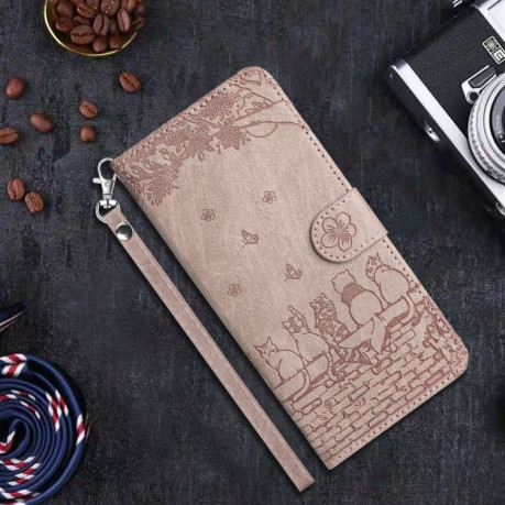 Чохол-книжка Cat Embossing Pattern на iPhone 16e - сірий