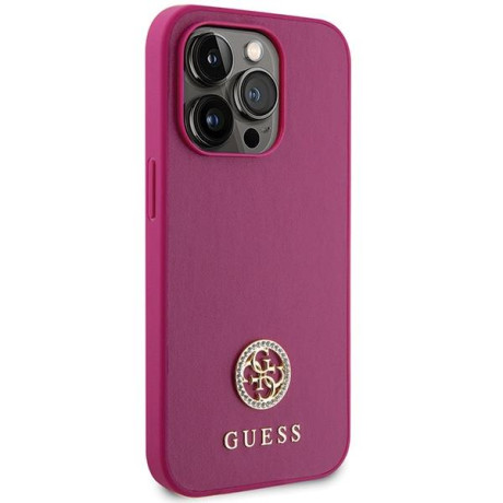 Оригинальный чехол Guess Strass Metal для iPhone 15 Pro Max - pink(GUHCP15XPS4DGPP)