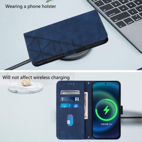 Чехол-книжка Crossbody 3D Embossed Flip Leather на Xiaomi Poco M7 Pro 5G - синий