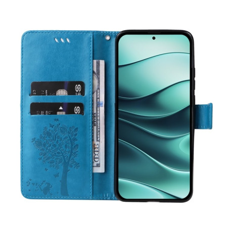 Чехол-книжка Happy Cat Pattern для Xiaomi Redmi Note 14 5G/Poco M7 Pro 5G - синий