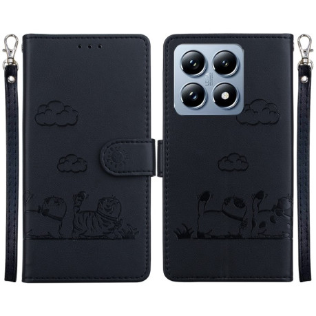 Чохол-книжка Cute Cats RFID Leather для Xiaomi 14T Pro - чорний