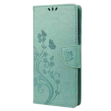 Чехол-книжка Butterfly Flower Pattern для OnePlus 10T - зеленый