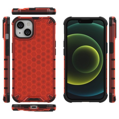Протиударний чохол Honeycomb with Neck Lanyard для iPhone 14 - червоний