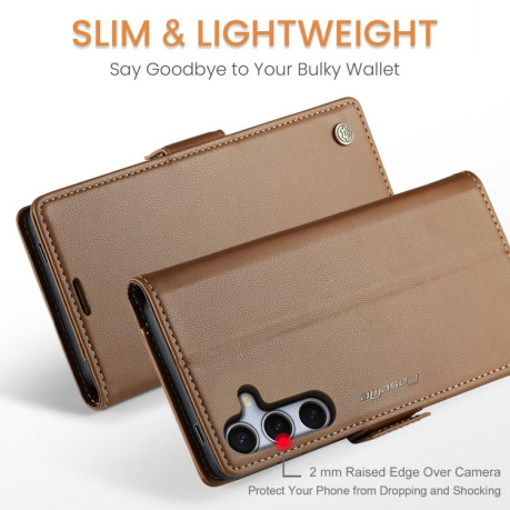 Чохол-книжка CaseMe 023 Butterfly Buckle Litchi Texture RFID Anti-theft Leather  для Samsung Galaxy S25+ 5G - коричневий