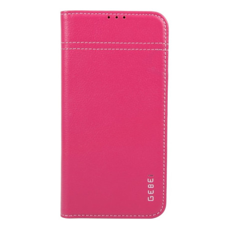 Чохол протиударний GEBEI Top-grain Horizontal Flip Leather для iPhone 16 Pro - пурпурно-червоний