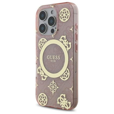 Оригінальний чохол Guess IML Peony On 4G Background MagSafe для iPhone 16 Pro - Pink