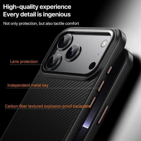 Противоударный чехол Kevlar Fiber с MagSafe на iPhone 17 Pro Max - черный
