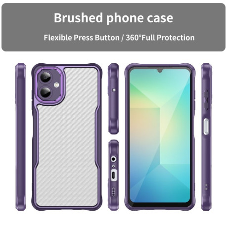 Ударозащитный чехол Carbon Fiber Texture Translucent на Samsung Galaxy A06 4G - фиолетовый