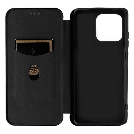 Чехол-книжка Carbon Fiber Texture на Motorola Edge 60 Pro - черный