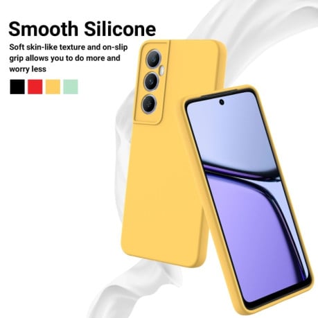 Силиконовый чехол Solid Color Liquid Silicone на Realme C65 4G - желтый