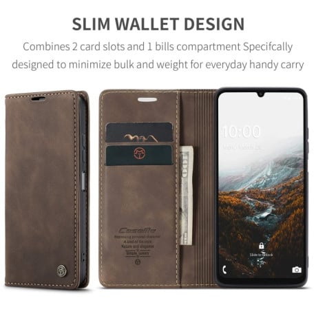 Чехол-книжка CaseMe-013 многофункциональный с кармашком на карт на Samsung Galaxy A07/A06 - кофейный