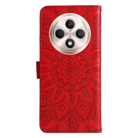Чехол-книжка Embossed Sunflower для OPPO Reno12 F/12 FS- красный